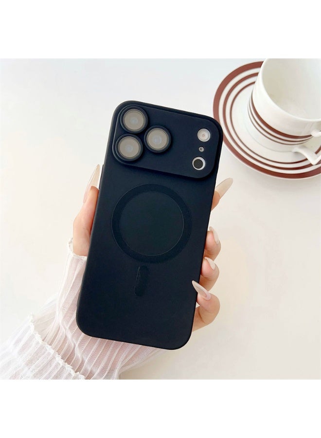 Magnetic Case With Lens Glass Protector Metallic Paint Shockproof Phone Cover for iPhone